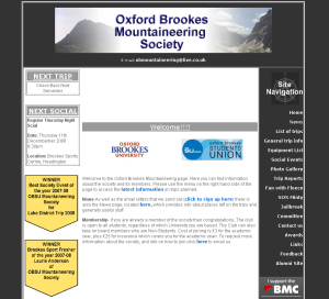 Image of www.obmountaineering.co.uk homepage